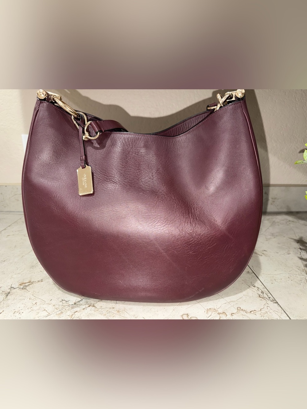 Coach Nomad Burgundy Leather Hobo with Gold Hardware - Picture 14 of 15